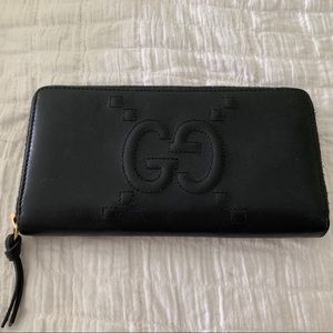 Black Gucci Zip Around Wallet